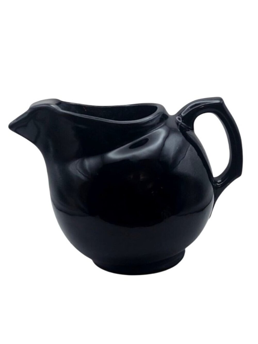 Beauceware Pottery Tilted Black Ball Pitcher Canada Vintage MCM Farmhouse